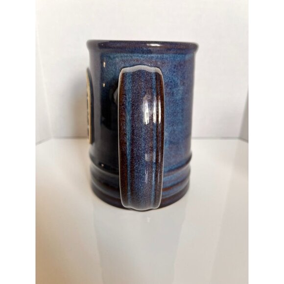 Bones Coffee Co. Deneen Pottery Mug With Skull Logo Design Blue Glaze 16 Oz - Picture 3 of 4